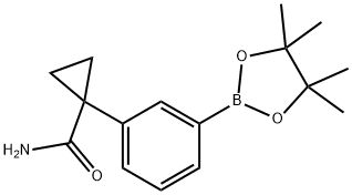 1-[3-(テトラメチル-1,3,2-ジオキサボロラン-2-イル)フェニル]シクロプロパン-1-カルボキサミド 化学構造式
