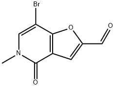 7-ブロモ-4,5-ジヒドロ-5-メチル-4-オキソフロ[3,2-C]ピリジン-2-カルブアルデヒド 化学構造式