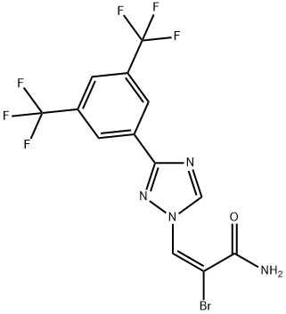 (E)-3-(3-(3,5-双(三氟甲基)苯基)-1H-1,2,4-三唑-1-基)-2-溴代丙烯, 1642300-95-5, 结构式