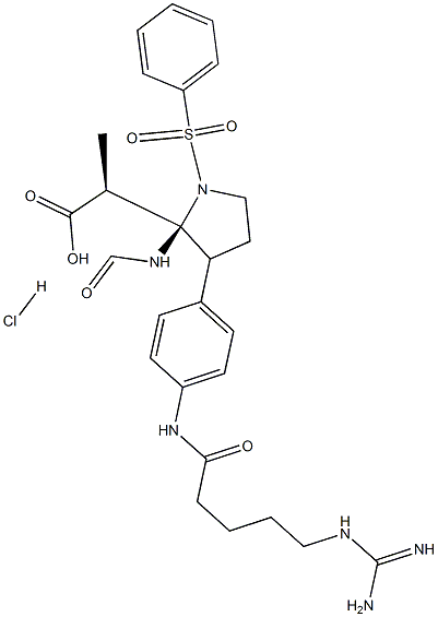 (S)-3-(4-(5-guanidinopentanamido)phenyl)-2-((S)-1-(phenylsulfonyl)pyrrolidine-2-carboxamido)propanoic acid hydrochloride Struktur