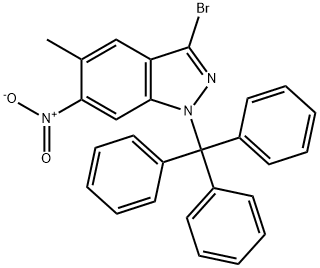 3-Bromo-5-Methyl-6-Nitro-1-Trityl-1H-Indazole 化学構造式