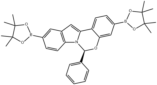 (S)-3,10-二溴-6-苯基-3,10-双(4,4,5,5-四甲基-1,3,2-二氧硼杂环戊烷-2-基)-6H-苯并[5,6] [1,3]恶嗪并[3,4-Α]吲哚,1713286-22-6,结构式