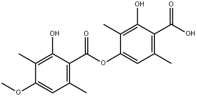 2-hydroxy-4-((2-hydroxy-4-methoxy-3,6-dimethylbenzoyl)oxy)-3,6-dimethylbenzoic acid Structure