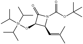 (2S,3R)-tert-butyl 3-((tert-butyldimethylsilyl)oxy)-2-(2-methylprop-1-en-1-yl)-4-oxoazetidine-1-carboxylate Structure