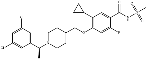 (S) -methyl 5-cyclopropyl-4- ( (1- (1- (3, 5-dichlorophenyl) ethyl) piperidin-4-yl) methoxy) -2-fluorobenzoate Structure
