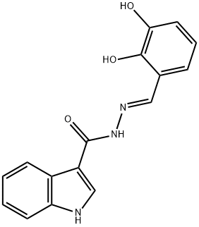 (E)-N'-(2,3-dihydroxybenzylidene)-1H-indole-3-carbohydrazide 结构式