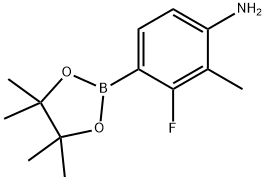 3-氟-2-甲基-4-(4,4,5,5-四甲基-1,3,2-二氧硼烷-2-基)苯胺, 1817835-74-7, 结构式