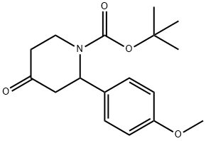 Tert-Butyl 2-(4-Methoxyphenyl)-4-Oxopiperidine-1-Carboxylate 化学構造式