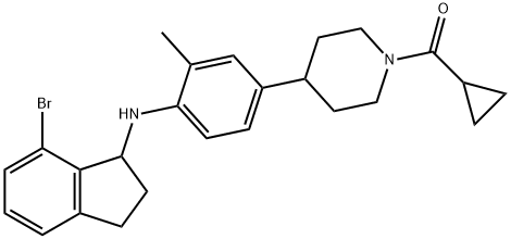 (4-(4-((7-bromo-2,3-dihydro-1H-inden-1-yl)amino)-3-methylphenyl)piperidin-1-yl)(cyclopropyl)methanone 结构式