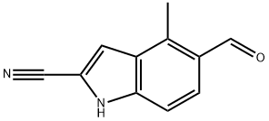 5-甲酰基-4-甲基-1H-吲哚-2-甲腈 结构式