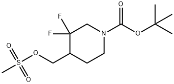 tert-butyl 3,3-difluoro-4-((methylsulfonyloxy)methyl)piperidine-1-carboxylate 化学構造式
