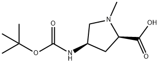 D-Proline, 4-[[(1,1-dimethylethoxy)carbonyl]amino]-1-methyl-, (4R)- Structure