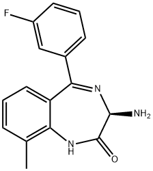 (3R)-3-amino-5-(3-fluorophenyl)-9-methyl-2,3-dihydro-1H-1,4-benzodiazepin-2-one Structure