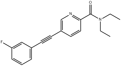 N,N-二乙基-5-[2-(3-氟苯基)乙炔基]吡啶-2-甲酰胺, 1946021-40-4, 结构式