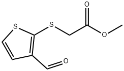 methyl 2-(3-formylthiophen-2-ylthio)acetate 化学構造式