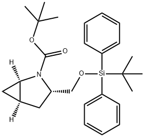 tert-butyl (3S)-3-[[(tert-butyldiphenylsilyl)oxy]methyl]-2-azabicyclo[3.1.0]hexane-2-carboxylate 化学構造式