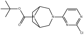 tert-butyl(1R,5S)-3-(2-chloropyrimidin-4-yl)-3,8-diazabicyclo[3.2.1]octane-8-carboxylate Struktur
