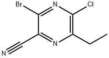 3-溴-5-氯-6-乙基吡嗪-2-甲腈 结构式