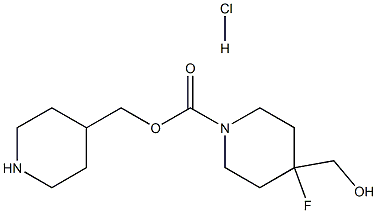 4-フルオロ-4-(ヒドロキシメチル)ピペリジン-1-カルボン酸(ピペリジン-4-イル)メチル塩酸塩 化学構造式