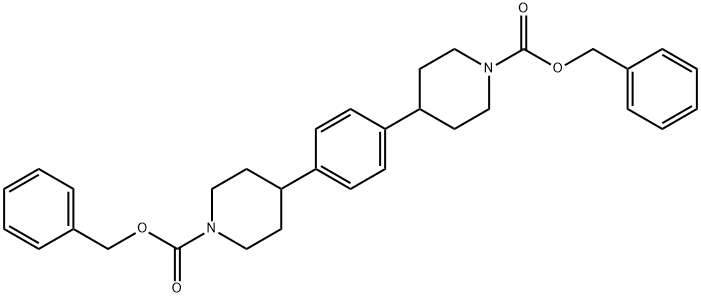 dibenzyl 4,4'-(1,4-phenylene)dipiperidine-1-carboxylate 化学構造式