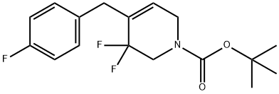 tert-butyl 5,5-difluoro-4-(4-fluorobenzyl)-5,6-dihydropyridine-1(2H)-carboxylate 化学構造式