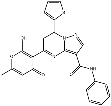 5-(2-hydroxy-6-methyl-4-oxo-4H-pyran-3-yl)-N-phenyl-7-(thiophen-2-yl)-6,7-dihydropyrazolo[1,5-a]pyrimidine-3-carboxamide|