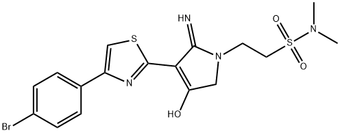 2-(3-(4-(4-bromophenyl)thiazol-2-yl)-4-hydroxy-2-imino-2,5-dihydro-1H-pyrrol-1-yl)-N,N-dimethylethanesulfonamide Structure