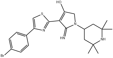 4-(4-(4-bromophenyl)thiazol-2-yl)-5-imino-1-(2,2,6,6-tetramethylpiperidin-4-yl)-2,5-dihydro-1H-pyrrol-3-ol Structure