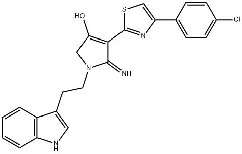 1-(2-(1H-indol-3-yl)ethyl)-4-(4-(4-chlorophenyl)thiazol-2-yl)-5-imino-2,5-dihydro-1H-pyrrol-3-ol 结构式