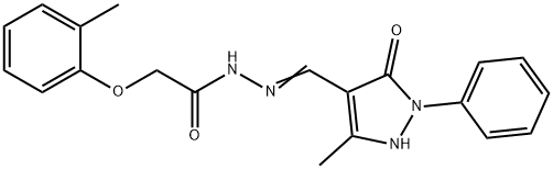 (E)-N'-((5-methyl-3-oxo-2-phenyl-2,3-dihydro-1H-pyrazol-4-yl)methylene)-2-(o-tolyloxy)acetohydrazide Structure