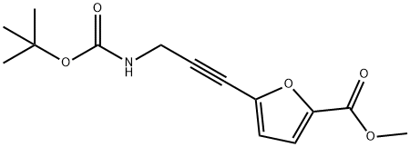 5-(3-((TERT-ブチルトキシカルボニル)アミノ)プロプ-1-イン-1-イル)フラン-2-カルボン酸メチル 化学構造式