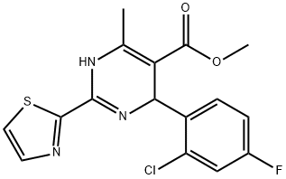 methyl 4-(2-chloro-4-fluorophenyl)-6-methyl-2-(thiazol-2-yl)-1,4-dihydropyrimidine-5-carboxylate Structure