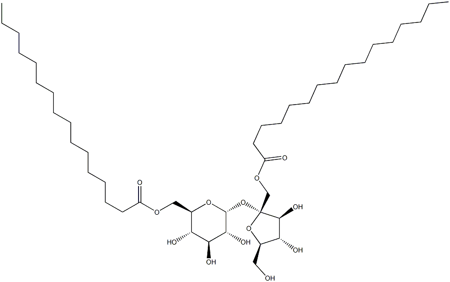 1-O-(1-Oxohexadecyl)-beta-D-fructofuranosyl alpha-D-glucopyranoside 6-hexadecanoate Structure