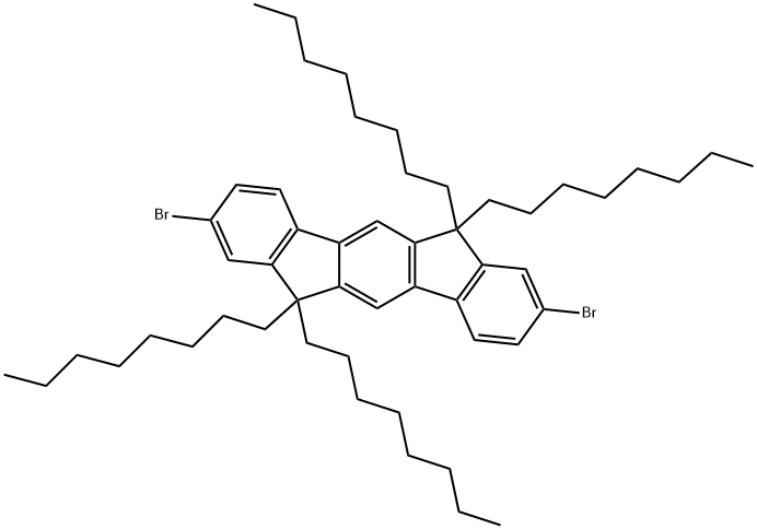 2,8-Dibromo-6,12-dihydro-6,6,12,12-tetraoctyl-indeno[1,2-b]fluorene
		
	 Structure