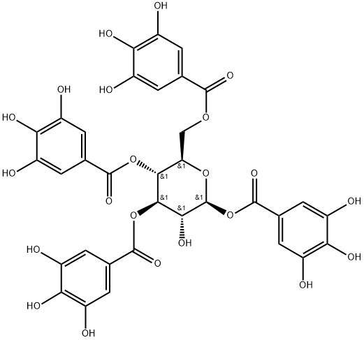 1,3,4,6-四-O-没食子酰-BETA-D-吡喃葡萄糖, 26922-99-6, 结构式