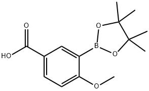 4-メトキシ-3-(テトラメチル-1,3,2-ジオキサボロラン-2-イル)安息香酸 化学構造式