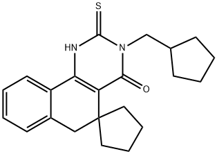 3-(cyclopentylmethyl)-2-thioxo-2,3-dihydro-1H-spiro[benzo[h]quinazoline-5,1'-cyclopentan]-4(6H)-one,286000-36-0,结构式