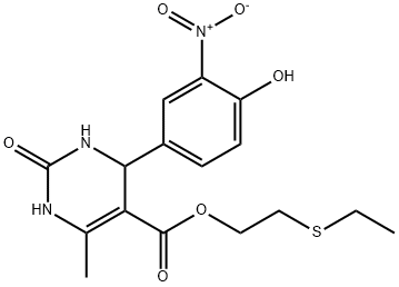 2-(ethylthio)ethyl 4-(4-hydroxy-3-nitrophenyl)-6-methyl-2-oxo-1,2,3,4-tetrahydropyrimidine-5-carboxylate 化学構造式