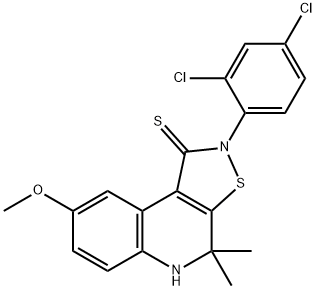 2-(2,4-dichlorophenyl)-8-methoxy-4,4-dimethyl-4,5-dihydro[1,2]thiazolo[5,4-c]quinoline-1(2H)-thione,295784-85-9,结构式