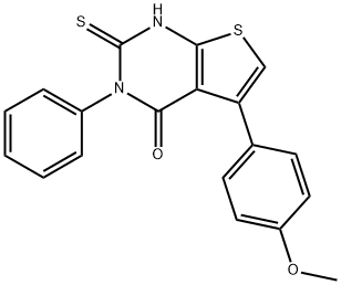 2-Mercapto-5-(4-methoxy-phenyl)-3-phenyl-3H-thieno[2,3-d]pyrimidin-4-one Struktur