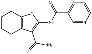 N-(3-carbamoyl-4,5,6,7-tetrahydro-1-benzothiophen-2-yl)pyridine-3-carboxamide 化学構造式