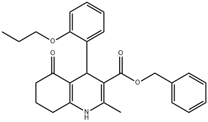 benzyl 2-methyl-5-oxo-4-(2-propoxyphenyl)-1,4,5,6,7,8-hexahydroquinoline-3-carboxylate 结构式