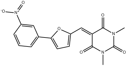 1,3-dimethyl-5-{[5-(3-nitrophenyl)furan-2-yl]methylidene}pyrimidine-2,4,6(1H,3H,5H)-trione,300590-08-3,结构式