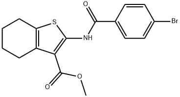 methyl 2-{[(4-bromophenyl)carbonyl]amino}-4,5,6,7-tetrahydro-1-benzothiophene-3-carboxylate 化学構造式