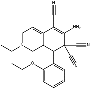 6-amino-8-(2-ethoxyphenyl)-2-ethyl-2,3,8,8a-tetrahydroisoquinoline-5,7,7(1H)-tricarbonitrile 结构式