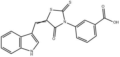 3-[(5Z)-5-(1H-indol-3-ylmethylidene)-4-oxo-2-thioxo-1,3-thiazolidin-3-yl]benzoic acid 结构式