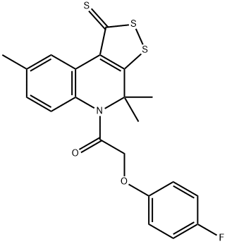 2-(4-fluorophenoxy)-1-(4,4,8-trimethyl-1-thioxo-1,4-dihydro-5H-[1,2]dithiolo[3,4-c]quinolin-5-yl)ethanone Struktur