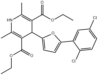 diethyl 4-[5-(2,5-dichlorophenyl)furan-2-yl]-2,6-dimethyl-1,4-dihydropyridine-3,5-dicarboxylate Struktur