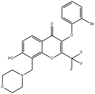 3-(2-bromophenoxy)-7-hydroxy-8-(4-morpholinylmethyl)-2-(trifluoromethyl)-4H-chromen-4-one Struktur