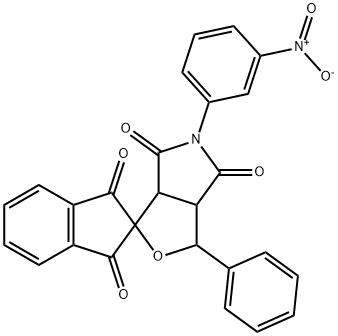 5-(3-nitrophenyl)-3-phenyl-3a,6a-dihydrospiro[furo[3,4-c]pyrrole-1,2'-indene]-1',3',4,6(3H,5H)-tetrone Structure